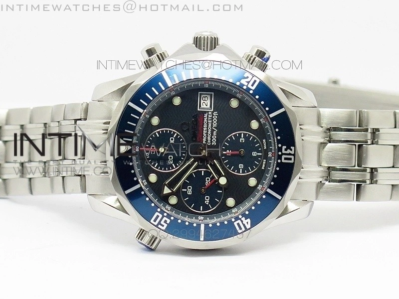 Seamaster 300m Chrono SS B50 Blue Dial on SS Bracelet A7750