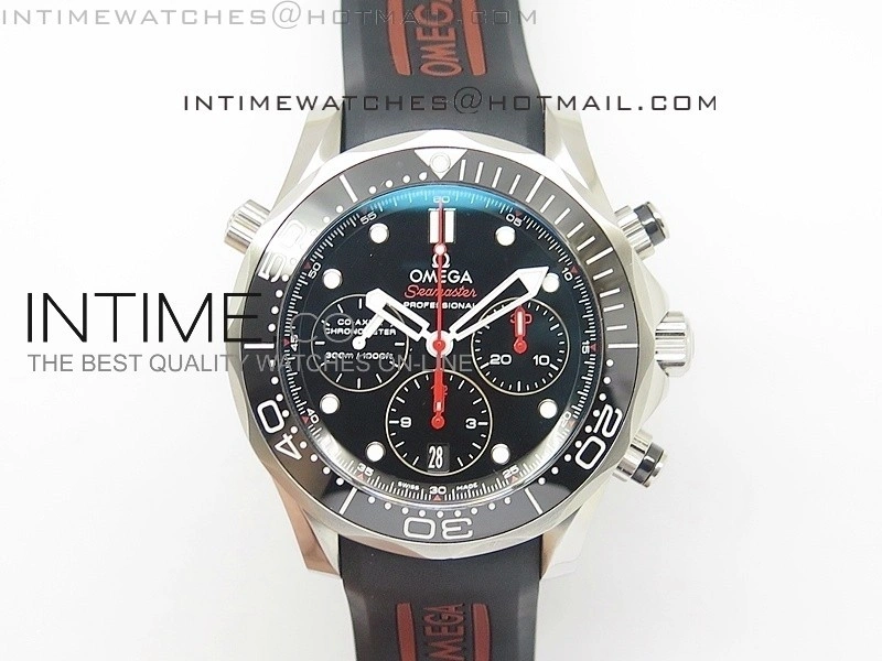 Seamaster 300m Diver SS Black Dial Black Inner Bezel on Black Rubber Strap A7750