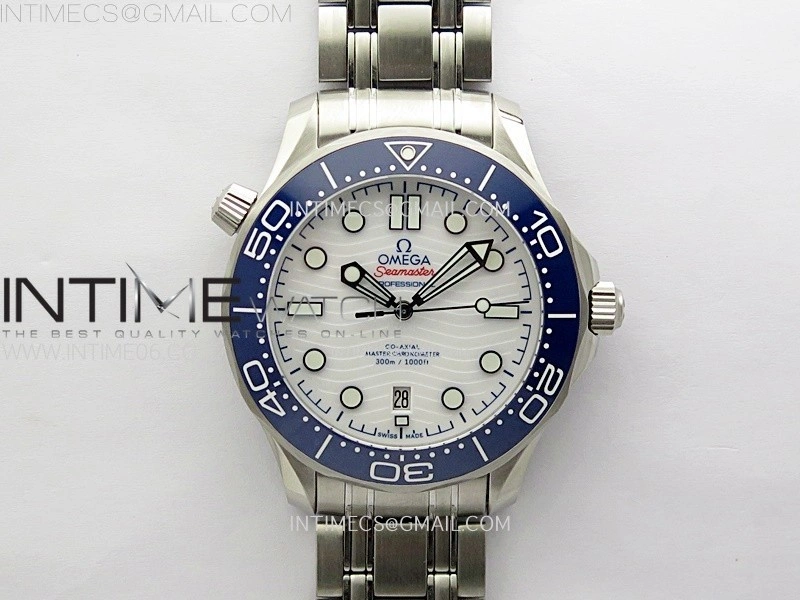 Seamaster Diver 300M B50F Blue Ceramic White Dial on SS Bracelet A8800