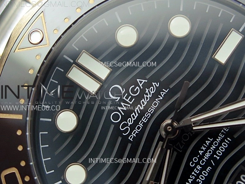 Seamaster Diver 300M SS RG B50F Black Ceramic Black Dial on SS RG Bracelet A8800