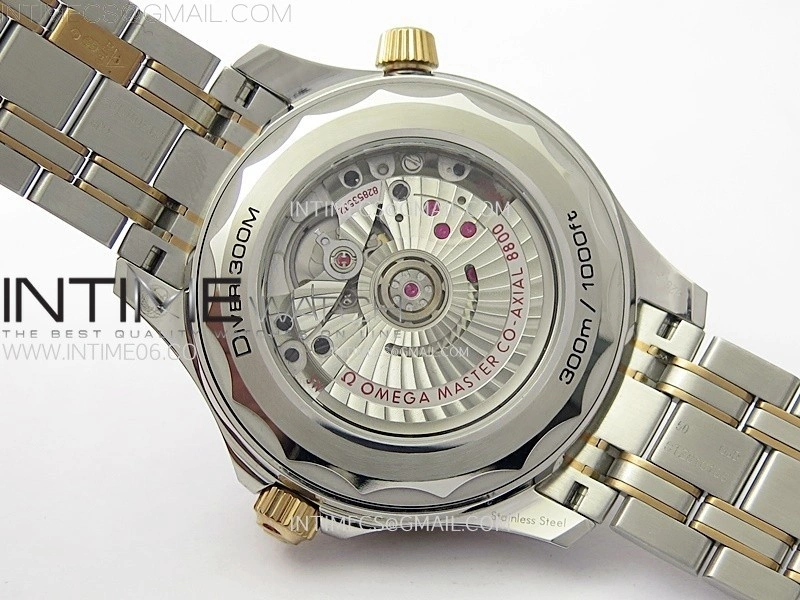 Seamaster Diver 300M SS RG B50F Black Ceramic Black Dial on SS RG Bracelet A8800