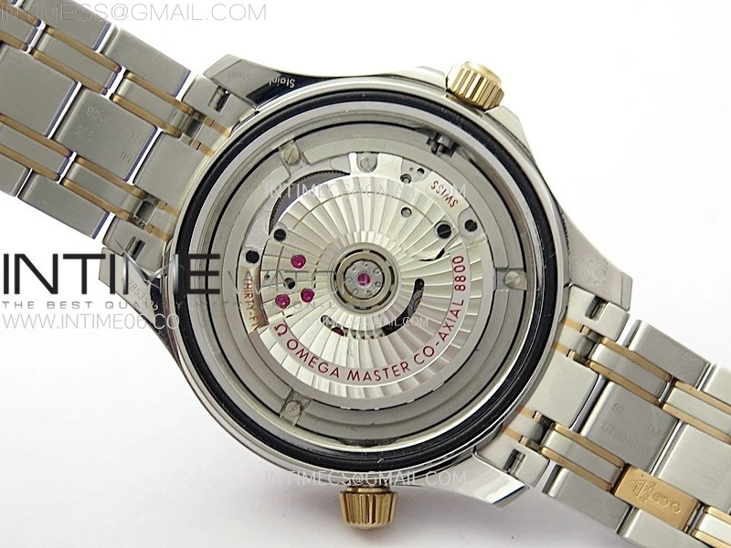 Seamaster Diver 300M SS RG B50F Black Ceramic Black Dial on SS RG Bracelet A8800