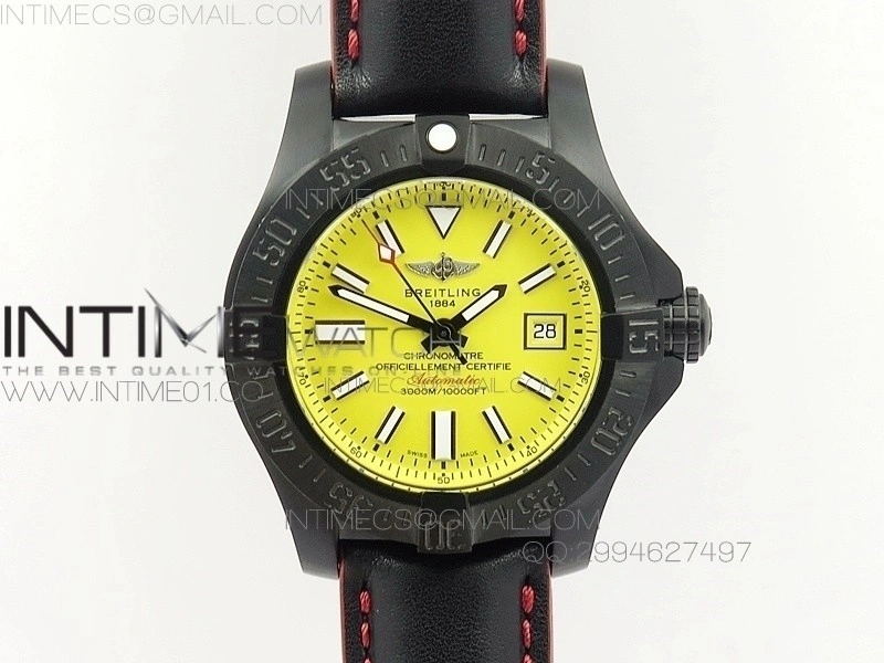 Seawolf DLC Best Edition SuperLumed Yellow Dial on leather Strap A2836