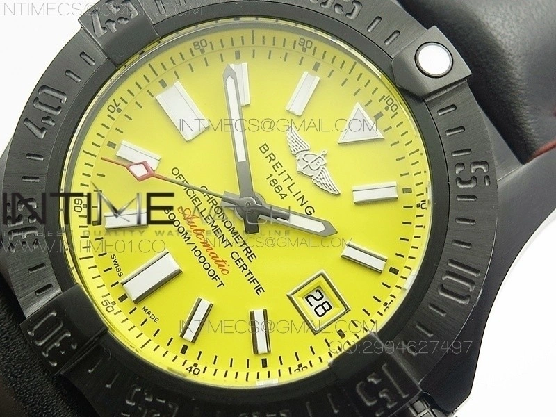 Seawolf DLC Best Edition SuperLumed Yellow Dial on leather Strap A2836