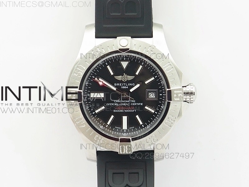 Seawolf SS 1:1 Best Edition SuperLumed Black Dial Sticks Markers on Rubber A2824