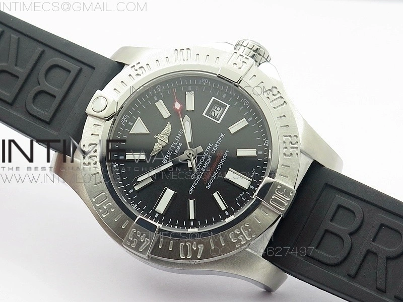 Seawolf SS 1:1 Best Edition SuperLumed Black Dial Sticks Markers on Rubber A2824