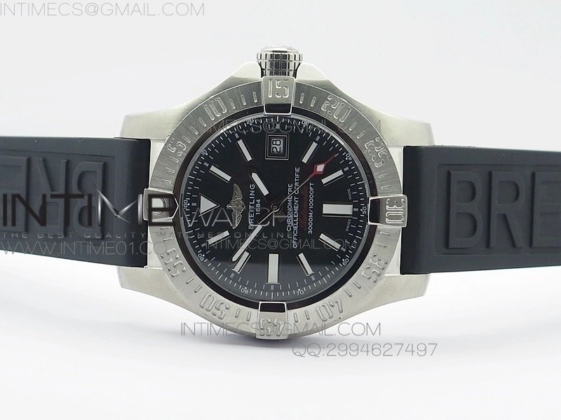 Seawolf SS 1:1 Best Edition SuperLumed Black Dial Sticks Markers on Rubber A2824