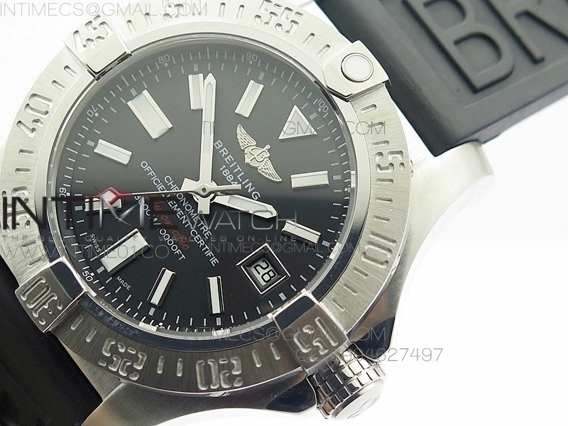Seawolf SS 1:1 Best Edition SuperLumed Black Dial Sticks Markers on Rubber A2824