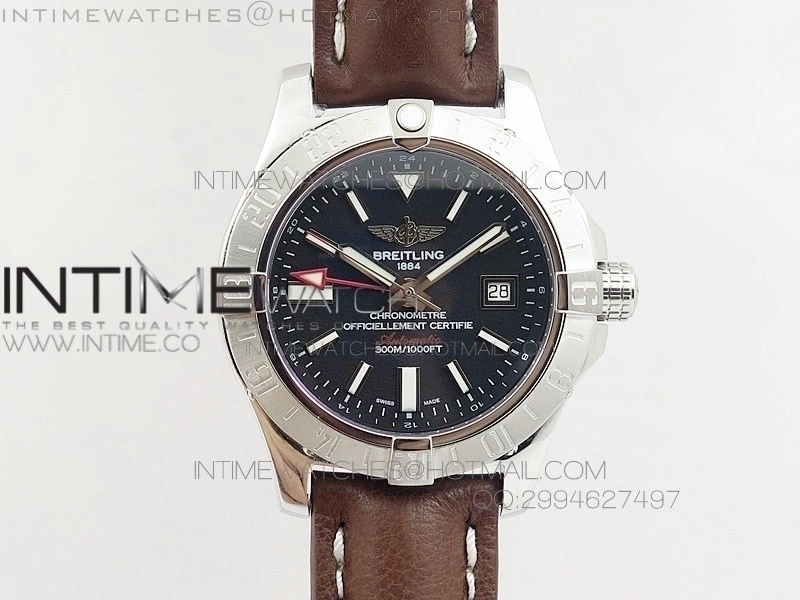 Seawolf SS Black Stick Marker Dial on Leather strap A2836