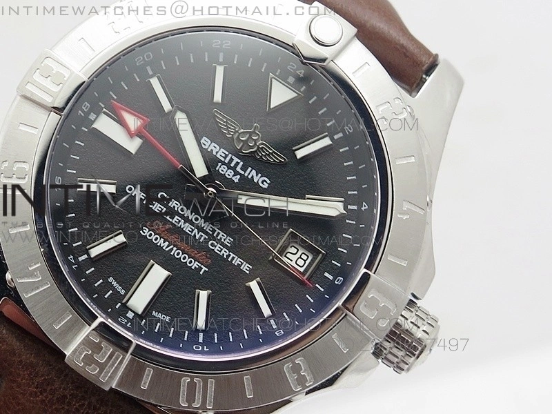 Seawolf SS Black Stick Marker Dial on Leather strap A2836