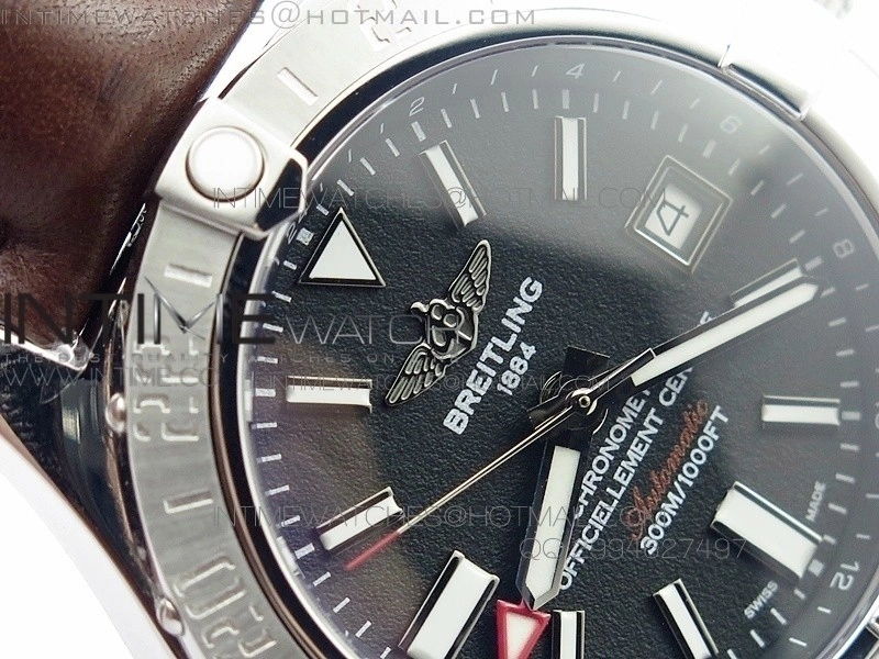 Seawolf SS Black Stick Marker Dial on Leather strap A2836