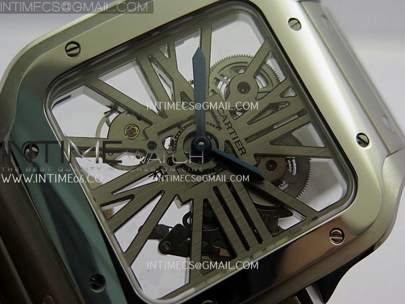 Santos Skeleton SS Rich Factory 1:1 Best Edition Skeleton Silver Dial 9611MC Super Clone