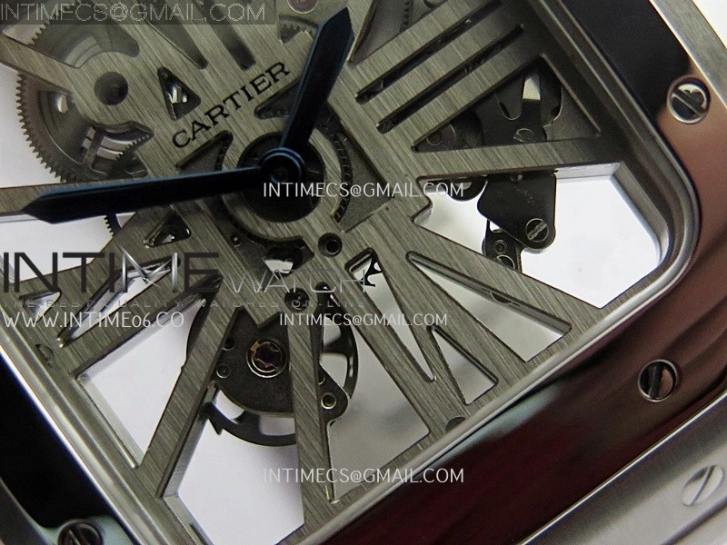 Santos Skeleton SS Rich Factory 1:1 Best Edition Skeleton Silver Dial 9611MC Super Clone