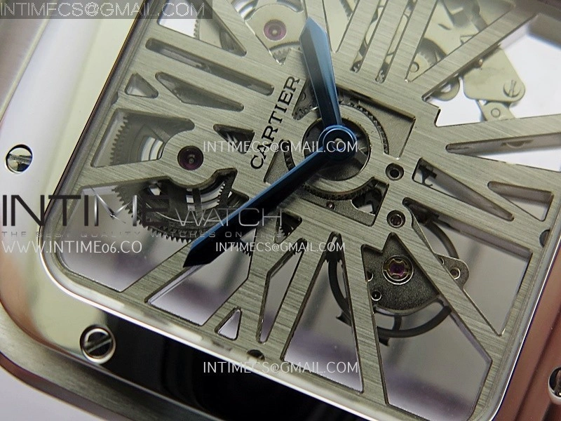 Santos Skeleton SS Rich Factory 1:1 Best Edition Skeleton Silver Dial 9611MC Super Clone
