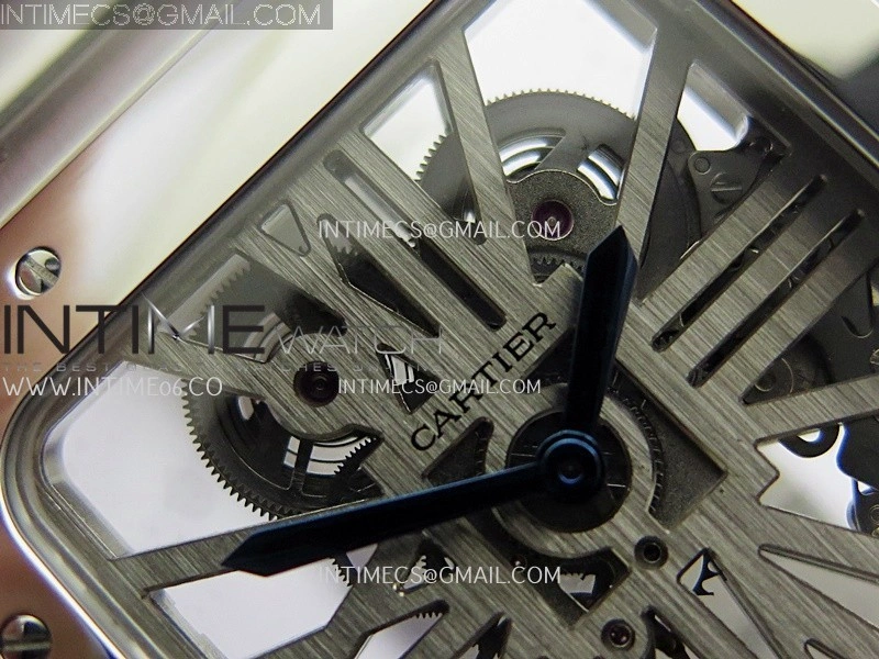 Santos Skeleton SS Rich Factory 1:1 Best Edition Skeleton Silver Dial 9611MC Super Clone