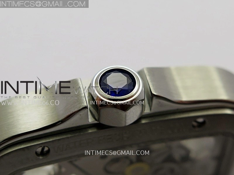 Santos Skeleton SS Rich Factory 1:1 Best Edition Skeleton Silver Dial 9611MC Super Clone