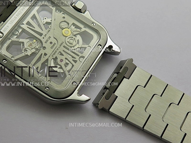 Santos Skeleton SS Rich Factory 1:1 Best Edition Skeleton Silver Dial 9611MC Super Clone