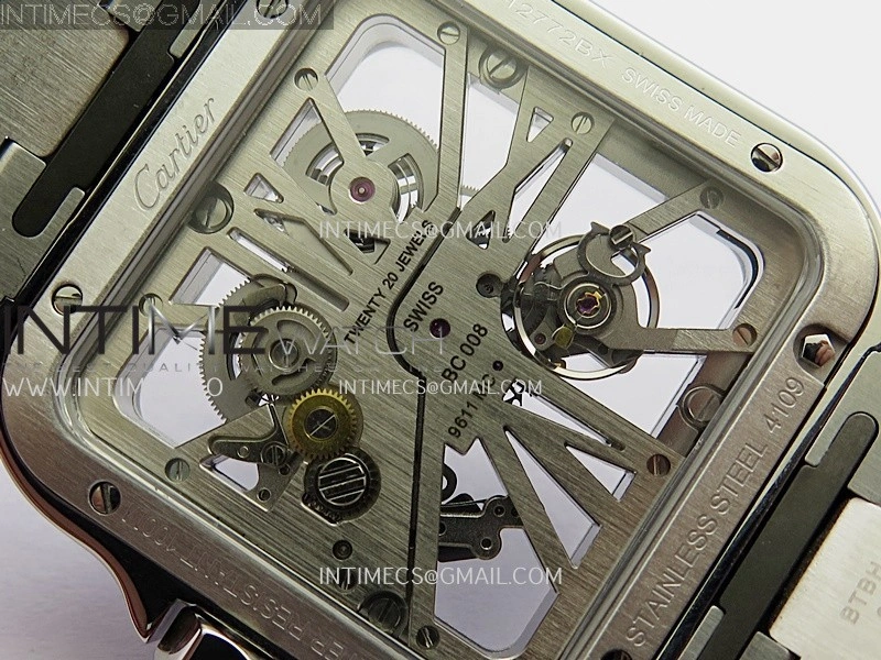 Santos Skeleton SS Rich Factory 1:1 Best Edition Skeleton Silver Dial 9611MC Super Clone