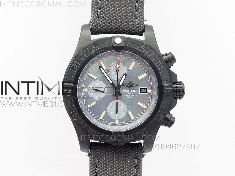 Skyland Avenger Titanium DLC 1:1 Best Edition Blue MOP Dial on Nylon Strap A7750