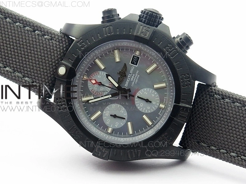 Skyland Avenger Titanium DLC 1:1 Best Edition Blue MOP Dial on Nylon Strap A7750