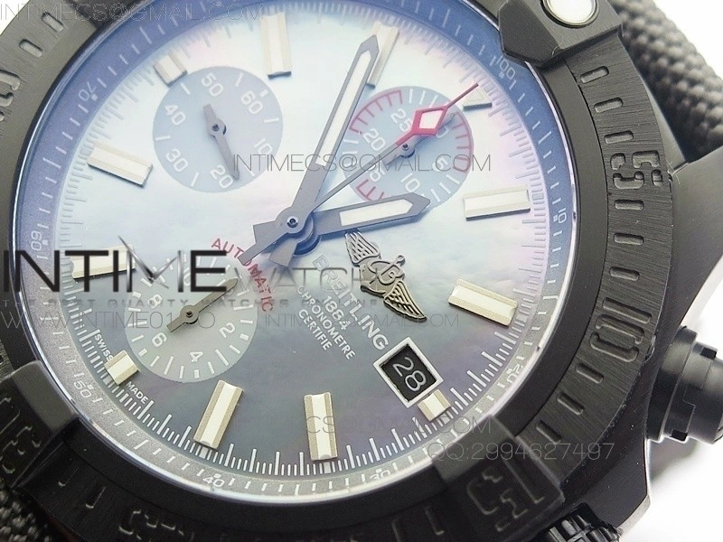 Skyland Avenger Titanium DLC 1:1 Best Edition Blue MOP Dial on Nylon Strap A7750