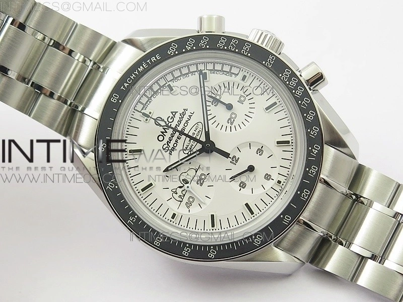 Speedmaster SS Snoopy OMF Best Edition White Dial on SS Bracelet Manual Winding Chrono Movement