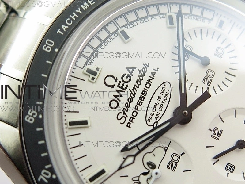 Speedmaster SS Snoopy OMF Best Edition White Dial on SS Bracelet Manual Winding Chrono Movement