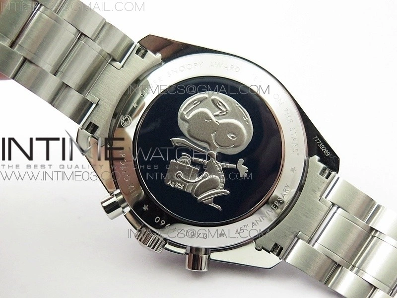 Speedmaster SS Snoopy OMF Best Edition White Dial on SS Bracelet Manual Winding Chrono Movement