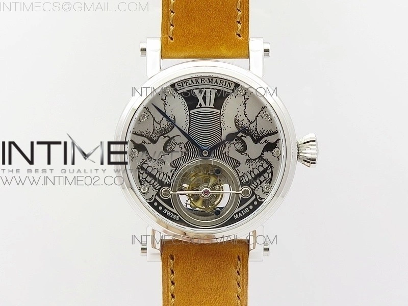 Speake-Marin SS Case Silver Dial on RG Dial On Brown Leather Asian EQ Tourbillon