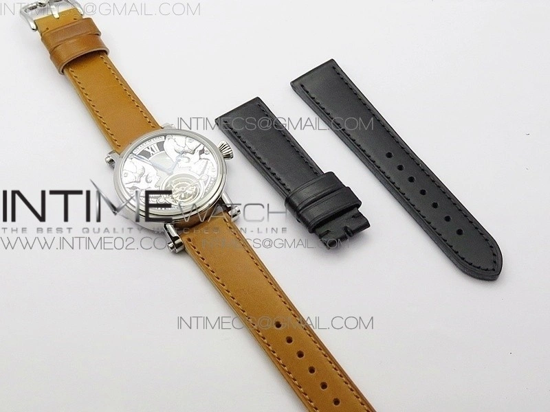 Speake-Marin SS Case Silver Dial on RG Dial On Brown Leather Asian EQ Tourbillon
