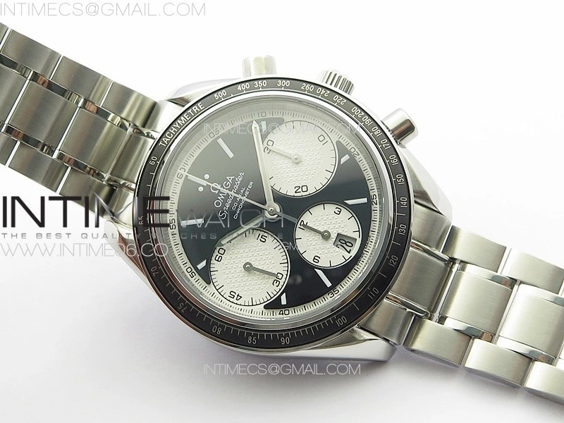 Speedmaster SS HRF 1:1 Best Edition Black Dial White Subdial on SS Bracelet A7750
