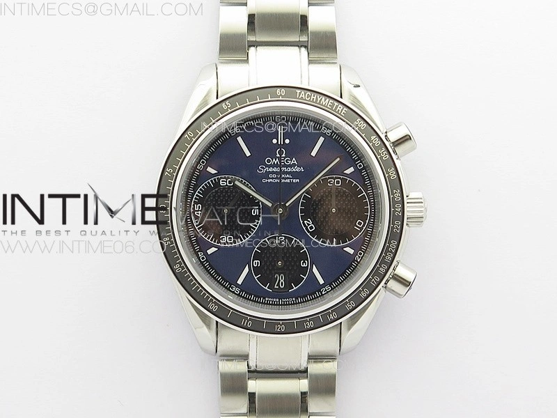 Speedmaster SS HRF 1:1 Best Edition Blue Dial Black Subdial on SS Bracelet A7750