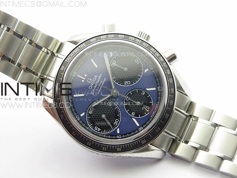 Speedmaster SS HRF 1:1 Best Edition Blue Dial Black Subdial on SS Bracelet A7750