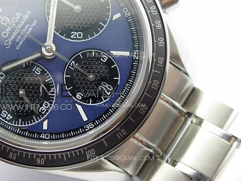 Speedmaster SS HRF 1:1 Best Edition Blue Dial Black Subdial on SS Bracelet A7750