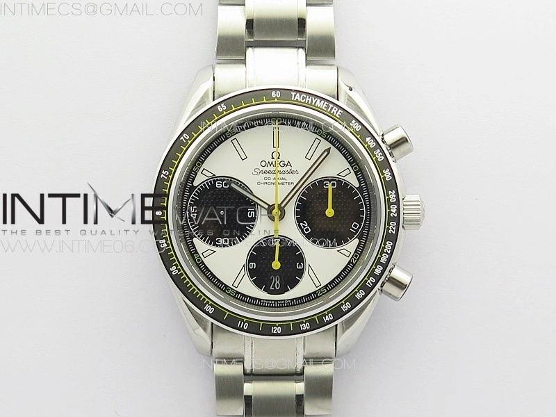 Speedmaster SS HRF 1:1 Best Edition White Dial Black Subdial on SS Bracelet A7750
