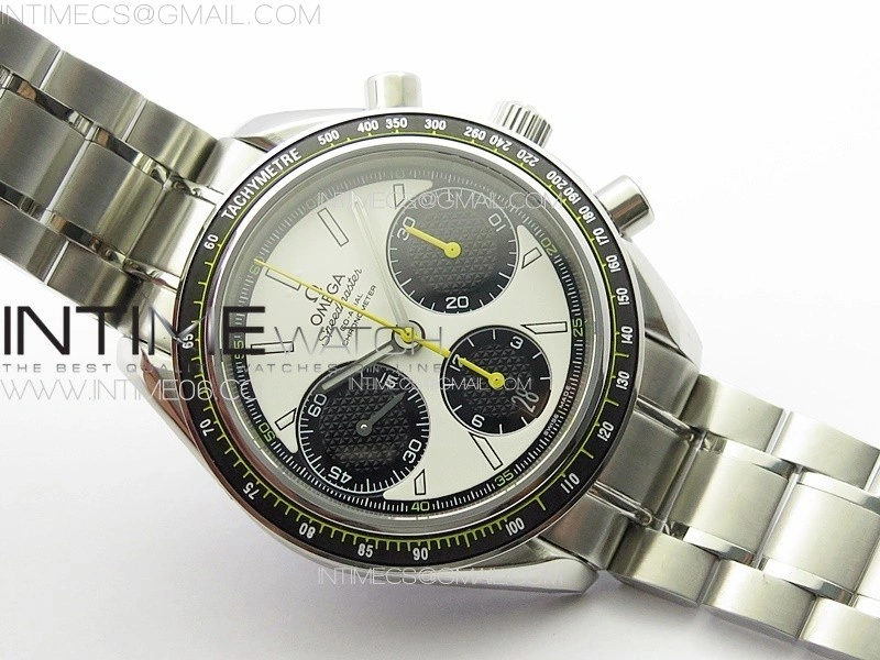 Speedmaster SS HRF 1:1 Best Edition White Dial Black Subdial on SS Bracelet A7750
