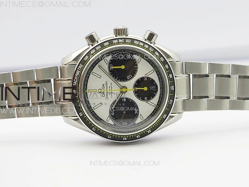 Speedmaster SS HRF 1:1 Best Edition White Dial Black Subdial on SS Bracelet A7750