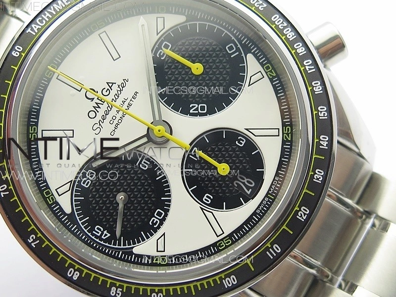 Speedmaster SS HRF 1:1 Best Edition White Dial Black Subdial on SS Bracelet A7750