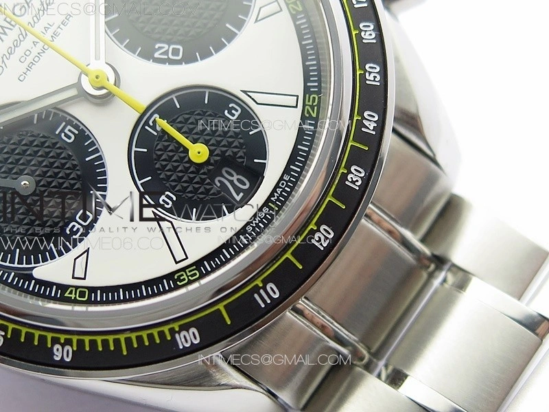 Speedmaster SS HRF 1:1 Best Edition White Dial Black Subdial on SS Bracelet A7750