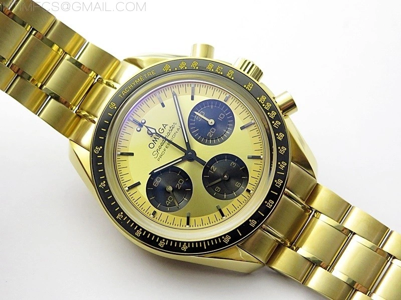Speedmaster YG RMF Best Edition YG Black Dial on YG Bracelet Lemania HW