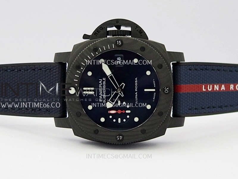 PAM1563 Luna Rossa Submersible 42mm Ceramic VSF 1:1 Best Edition Blue Dial On Blue Fabric Strap P900