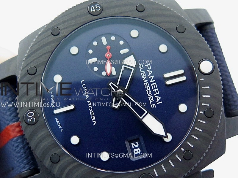 PAM1563 Luna Rossa Submersible 42mm Ceramic VSF 1:1 Best Edition Blue Dial On Blue Fabric Strap P900