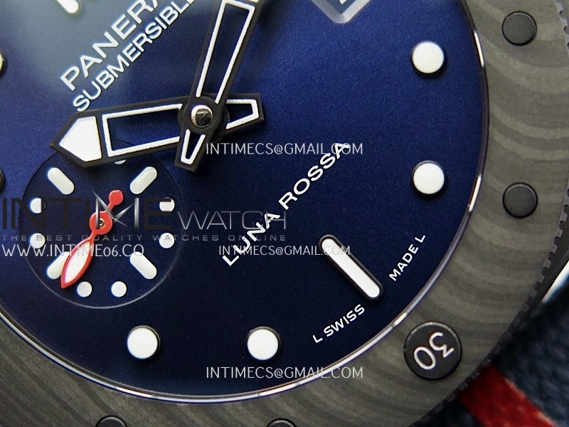 PAM1563 Luna Rossa Submersible 42mm Ceramic VSF 1:1 Best Edition Blue Dial On Blue Fabric Strap P900