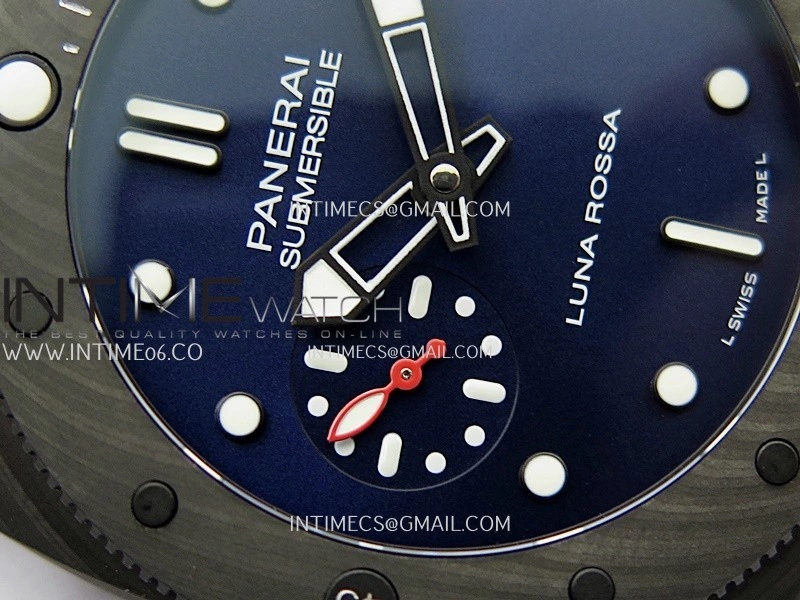 PAM1563 Luna Rossa Submersible 42mm Ceramic VSF 1:1 Best Edition Blue Dial On Blue Fabric Strap P900