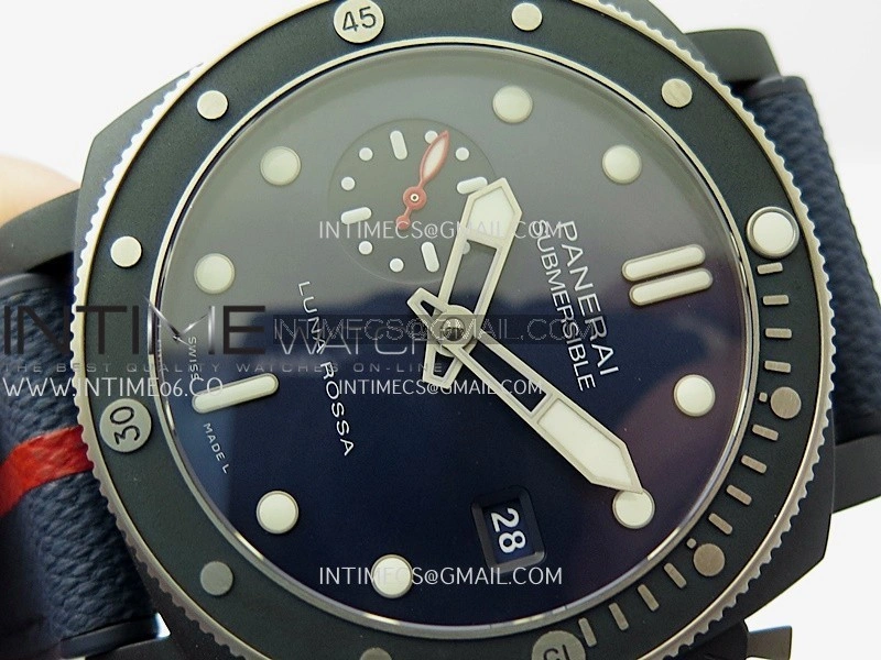 PAM1466 Luna Rossa Submersible 44mm Ceramic VSF 1:1 Best Edition Blue Dial On Blue Fabric Strap P900