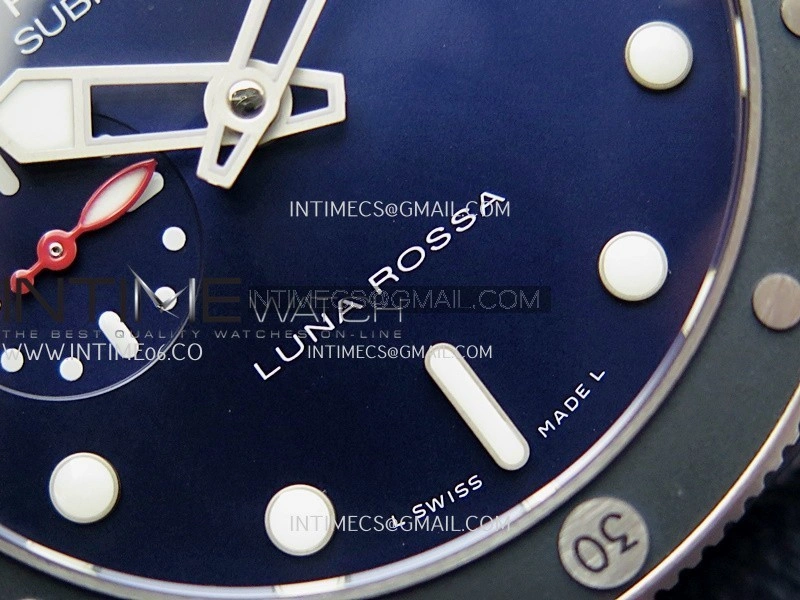 PAM1466 Luna Rossa Submersible 44mm Ceramic VSF 1:1 Best Edition Blue Dial On Blue Fabric Strap P900