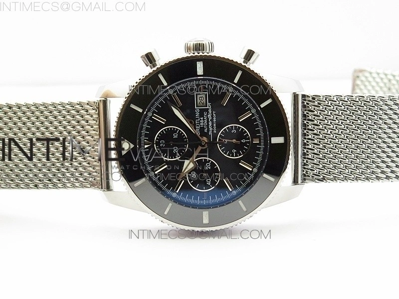 Super Ocean 1884 Heritage Black Ceramic Bezel SS Black Dial on A7750
