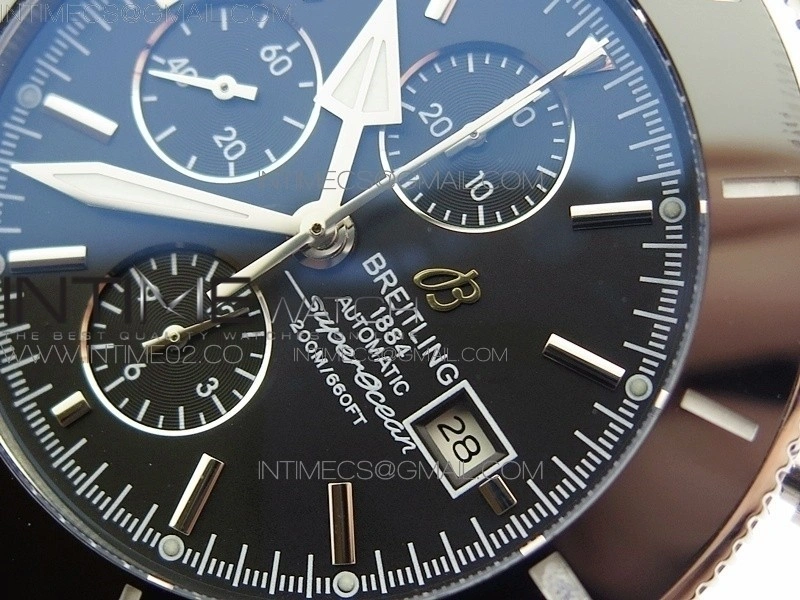 Super Ocean 1884 Heritage Black Ceramic Bezel SS Black Dial on A7750