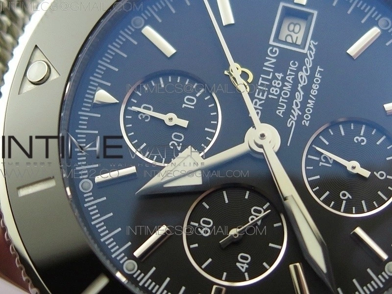 Super Ocean 1884 Heritage Black Ceramic Bezel SS Black Dial on A7750