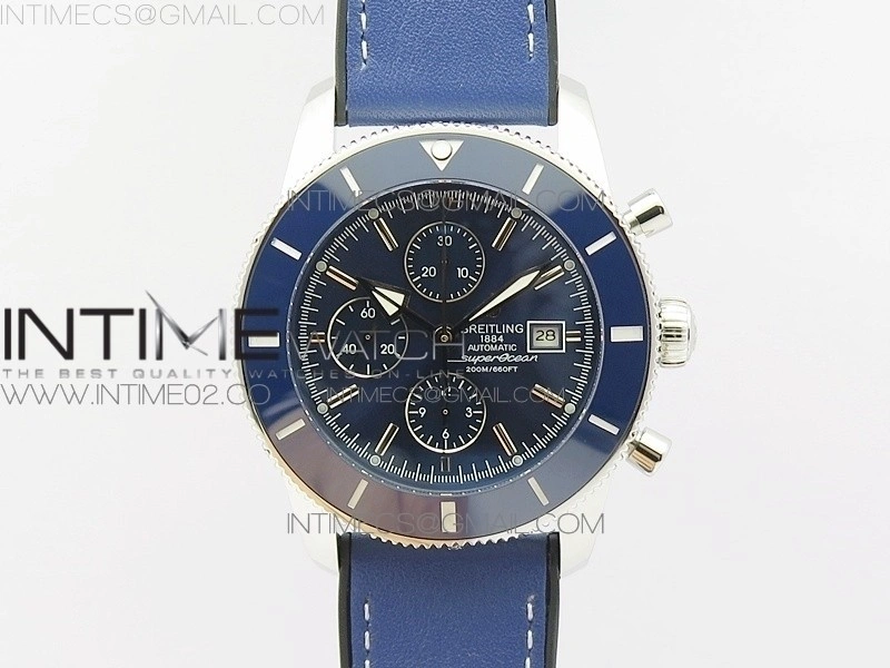 Super Ocean 1884 Heritage Blue Ceramic Bezel SS Blue Dial on A7750